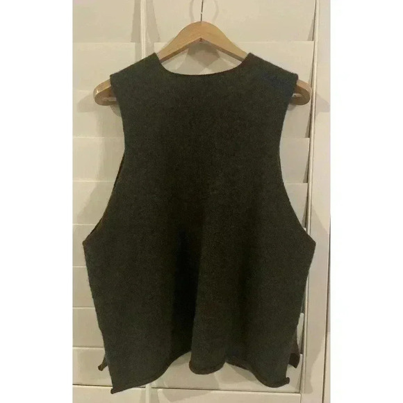 Eskandar Merino Wool Blend Open Front Cardigan Vest Sleeveless Brown Knit 1size - Picture 2 of 9